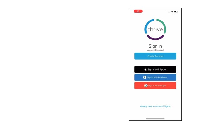Thrive App Initial Setup